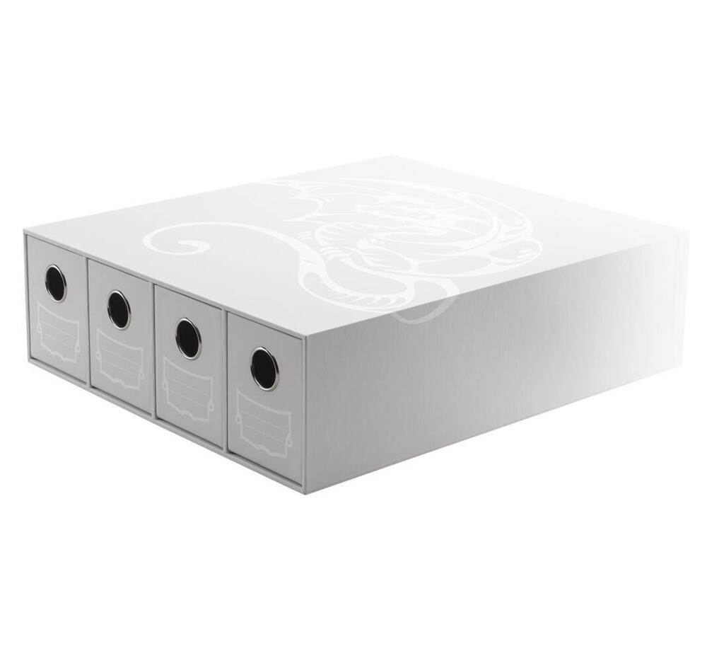 Fortress Card Drawers Horizontal 4 - White - Dragon Shield Accessories (DSA)